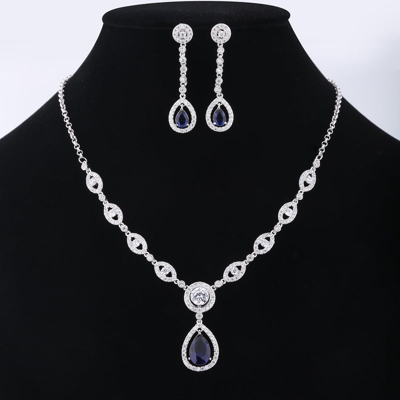 GULICX AAA Cubic Zirconia CZ Women's Party Jewelry Set Fashion Earrings Pendant Necklace Set Silver Tone - Image 2